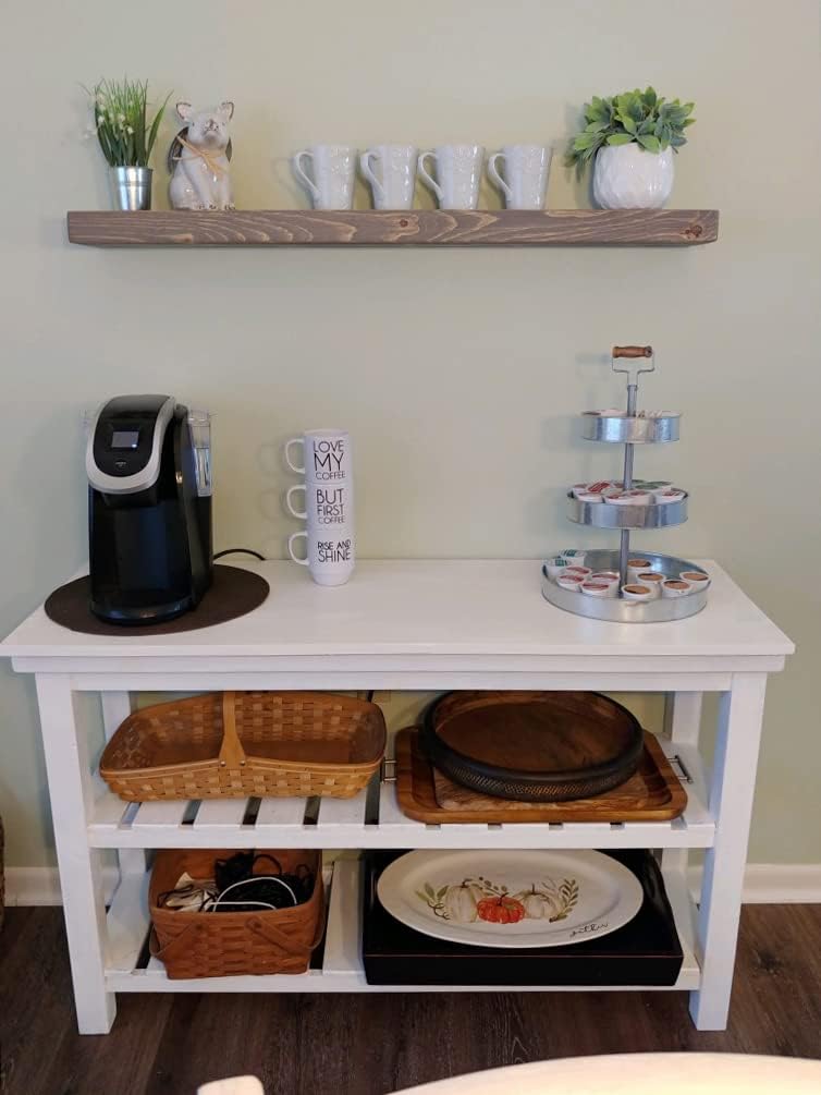 joelsantiques 48 Inch Wooden Floating Shelves for Wall - 48x6x2 in - Made of Natural Wood - Long Heavy Duty Rustic Wall Shelves for Bedroom - Perfect for Living Room, Kitchen - Gray - Grey