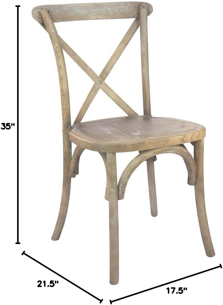 EMMA + OLIVER Medium Natural with White Grain X-Back Chair