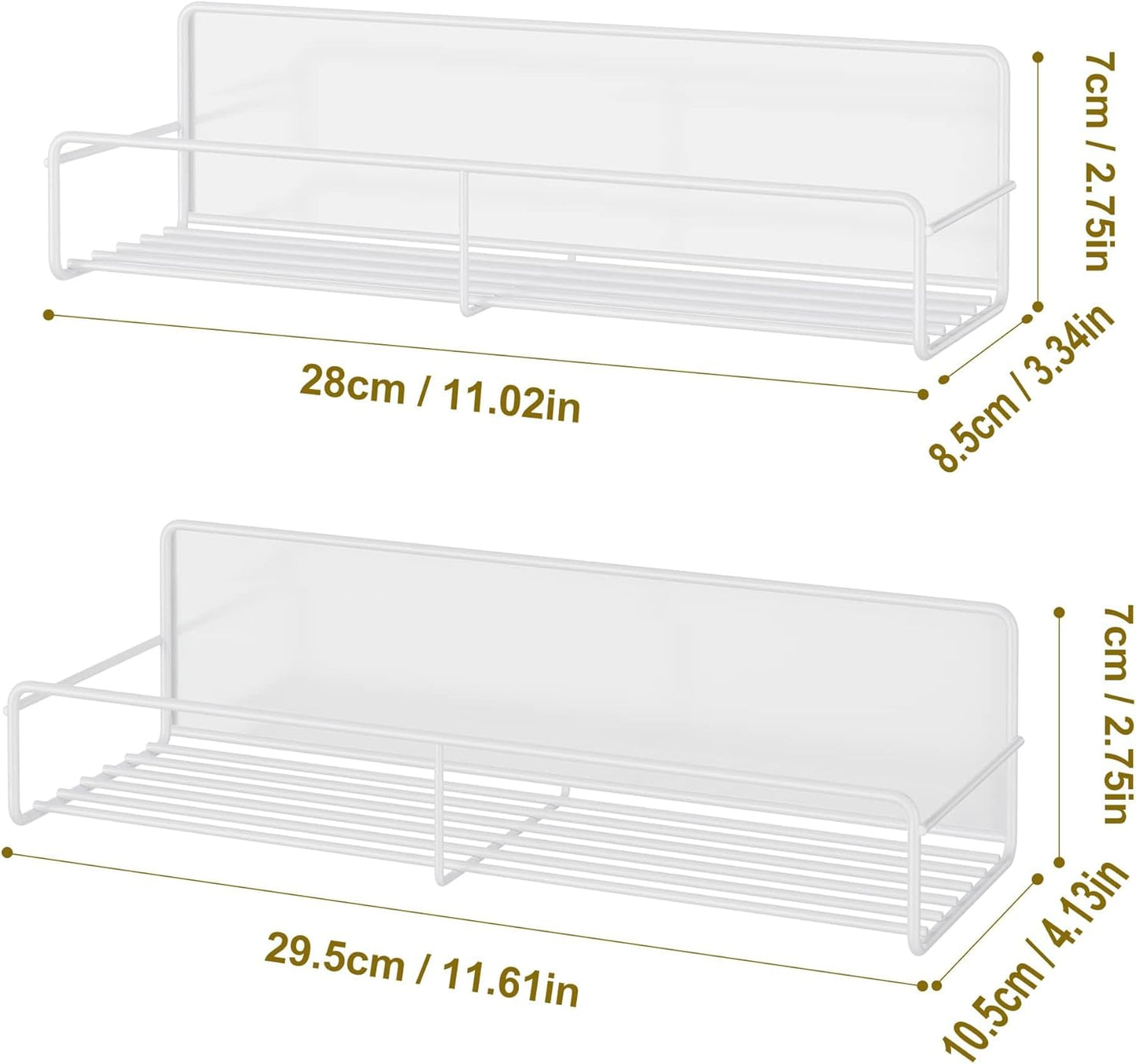 2 Pack White Magnetic Spice Rack Organizer, Space Saver for Refrigerator and Whiteboard, Metal Fridge Shelf for Kitchen and Classroom