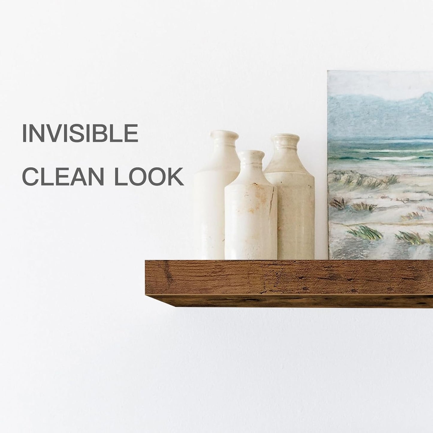 QEEIG Floating Shelf for Wall Bathroom Shelves Bedroom Kitchen Living Room Farmhouse Small Book Shelf 16 inch Set of 1, Brown (015-BN1)