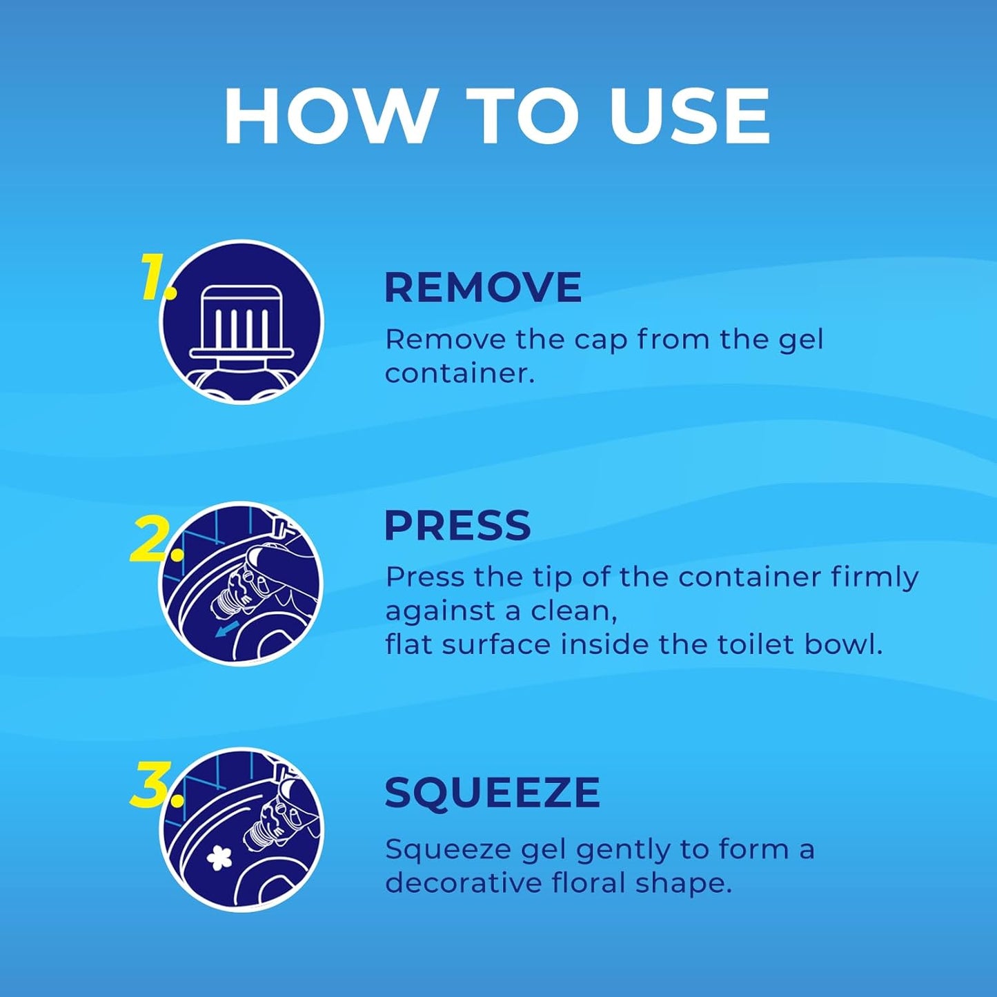 Toilet Gel Stamp - 8 Packs Toilet Bowl Cleaner Gel with Automatic Click, Freshener for Toilet Maintenance, 3.4oz, 6 Month Supply (Lemon)