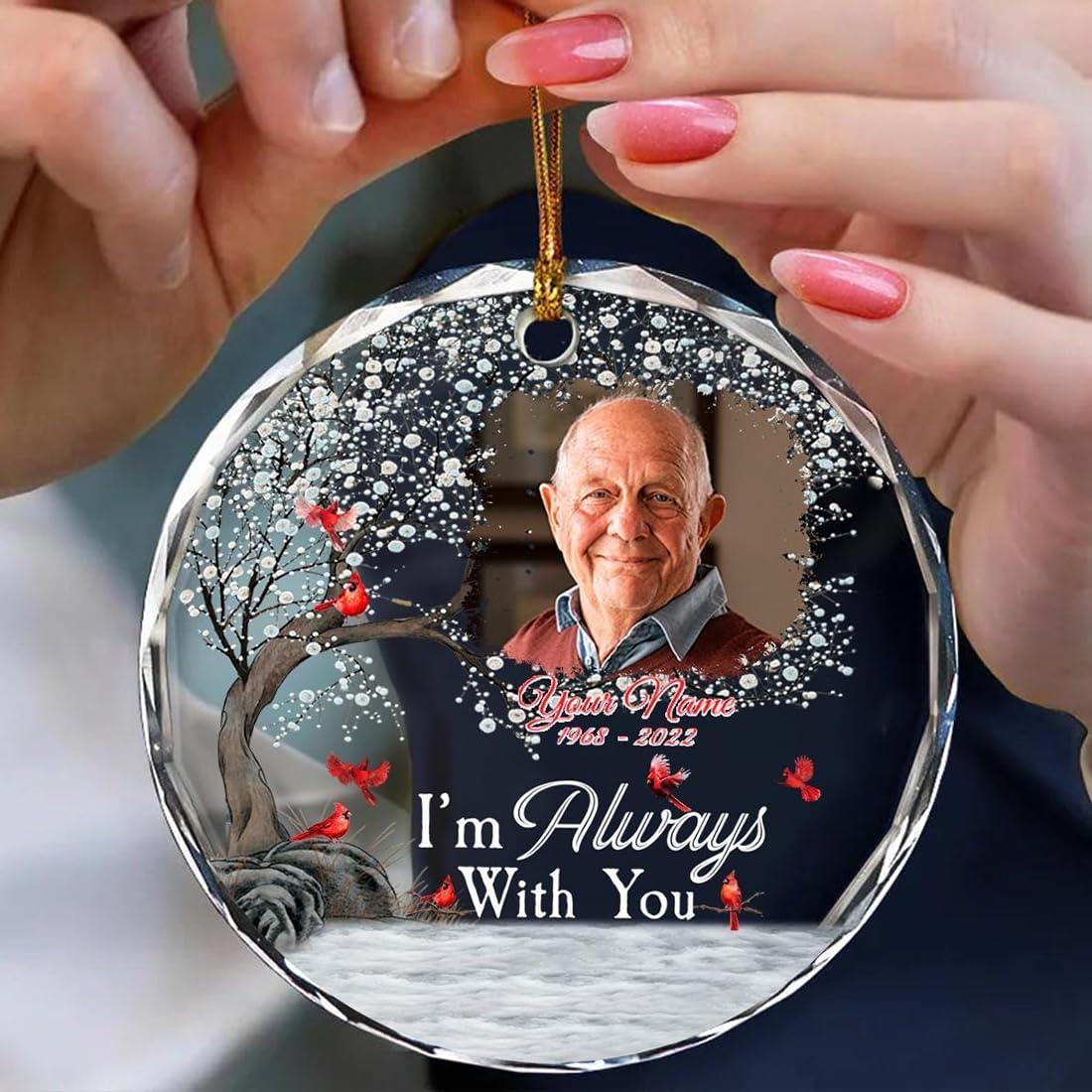 Personalized Memorial Glass Ornament, Custom Photo Christmas Ornament, Memorial Day Glass Ornament, Mom Loss Ornament, Loss of Father Gift, Sympathy Gifts, Remembrance Gift, Keepsake Gift