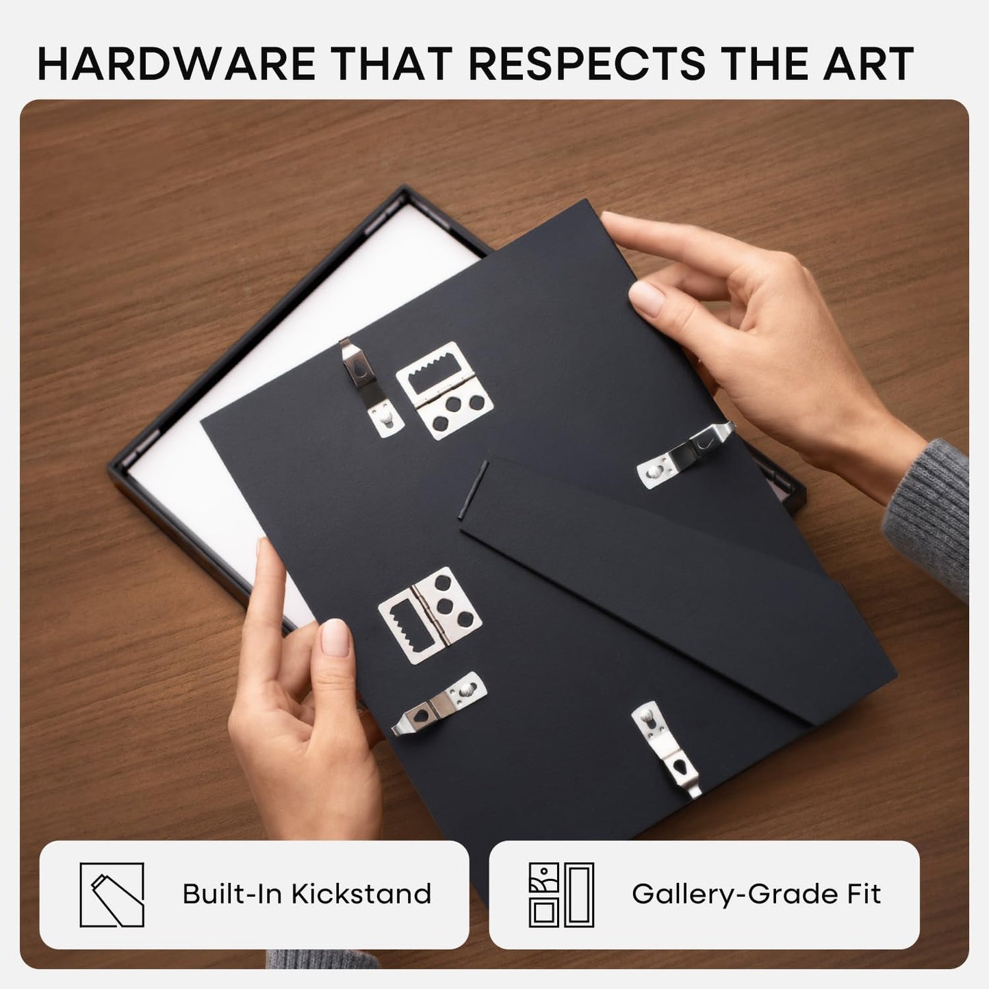 Homeforia 10x10 Black Picture Frame, High End Metal 10 by 10 Square Frames with Mat 8 x 8 Opening, 10by10 Poster Frames Matted to 8x8 Photo, Wall or Tabletop Frames, Tempered Glass, Wall Kit, Set of 1