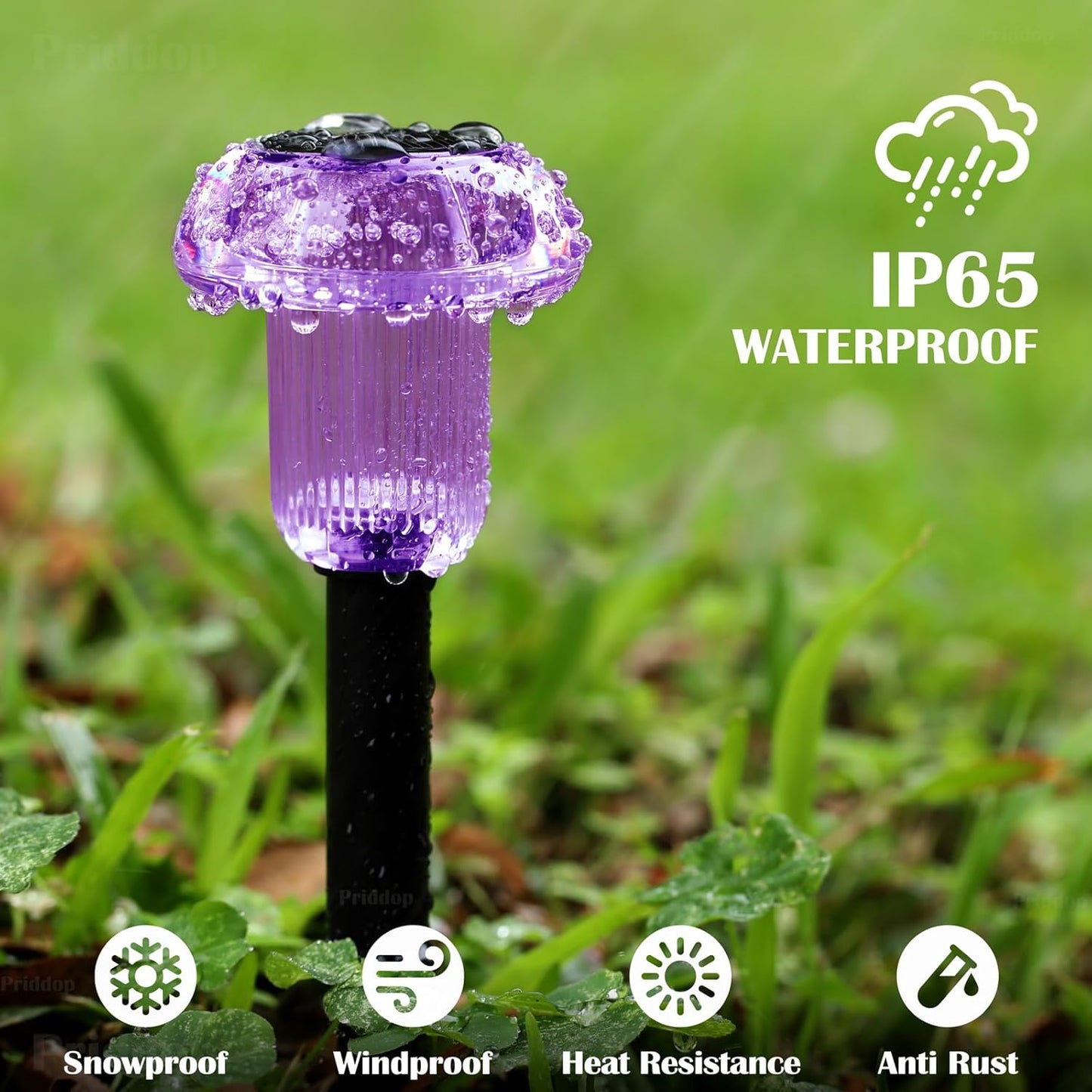 Halloween Solar Lights Outdoor 16 Pack Purple LED Waterproof Mushroom Outside Lights for Yard Garden Patio Pathway Walkway Landscape Halloween Decorations