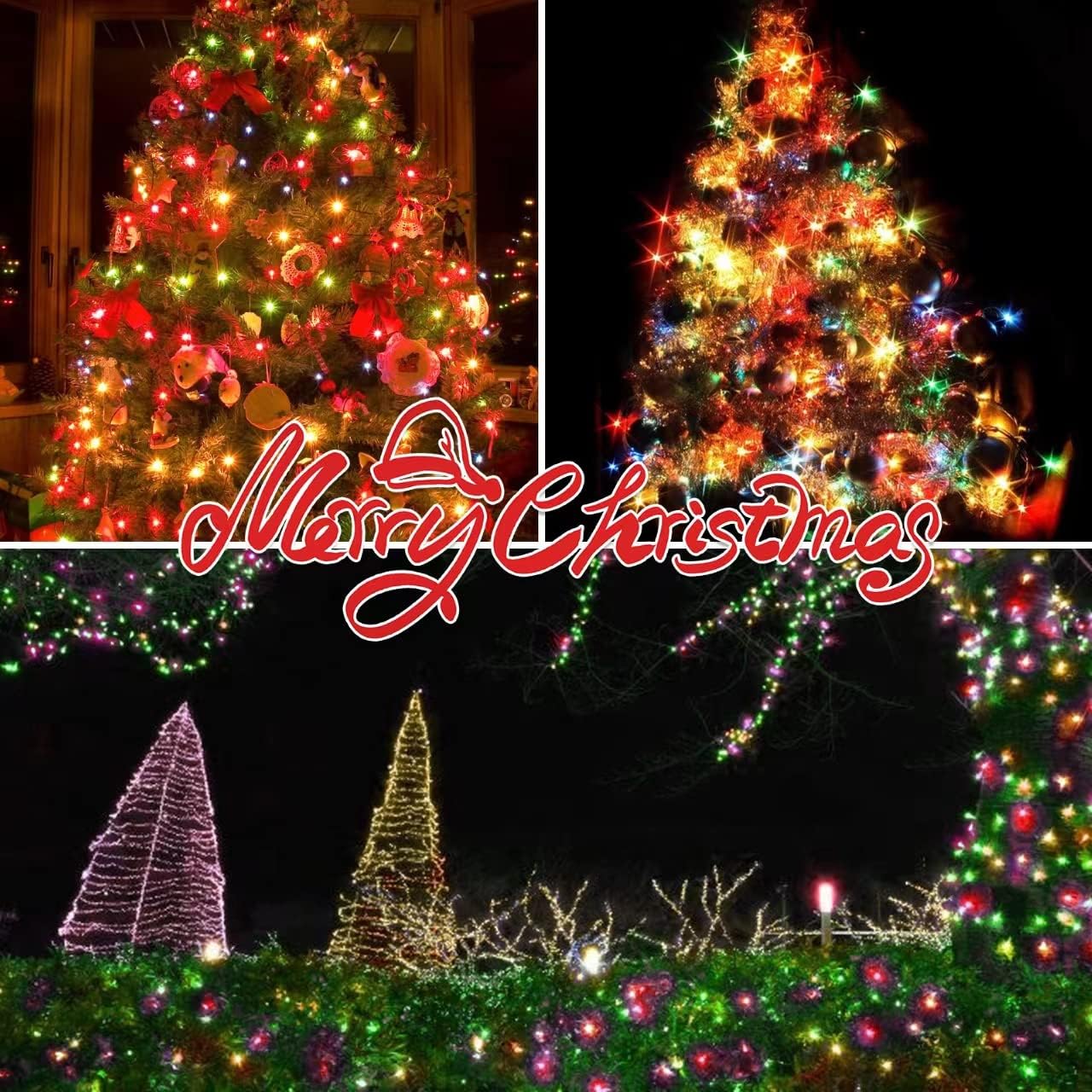 100LIGHTS Multi Extra-Bright with End Connectors Christmas Decorative Lights 5.98m UL Certified Mini String Light Set Waterproof for Home Garden Holiday Christmas Tree Party Patio Wedding