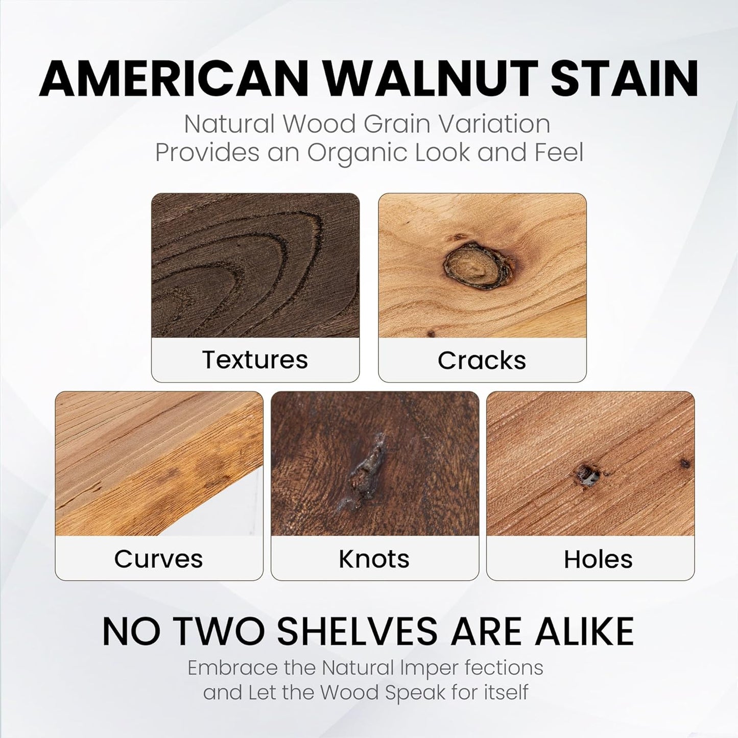 55 Inch Floating Shelves, Rustic Live Edge Elm Wood Shelves for Wall, Heavy-Duty Long Floating Shelf with Invisible Bracket, Wall Mounted Storage Shelves for Books, Bathroom, Kitchen, Natural Finish