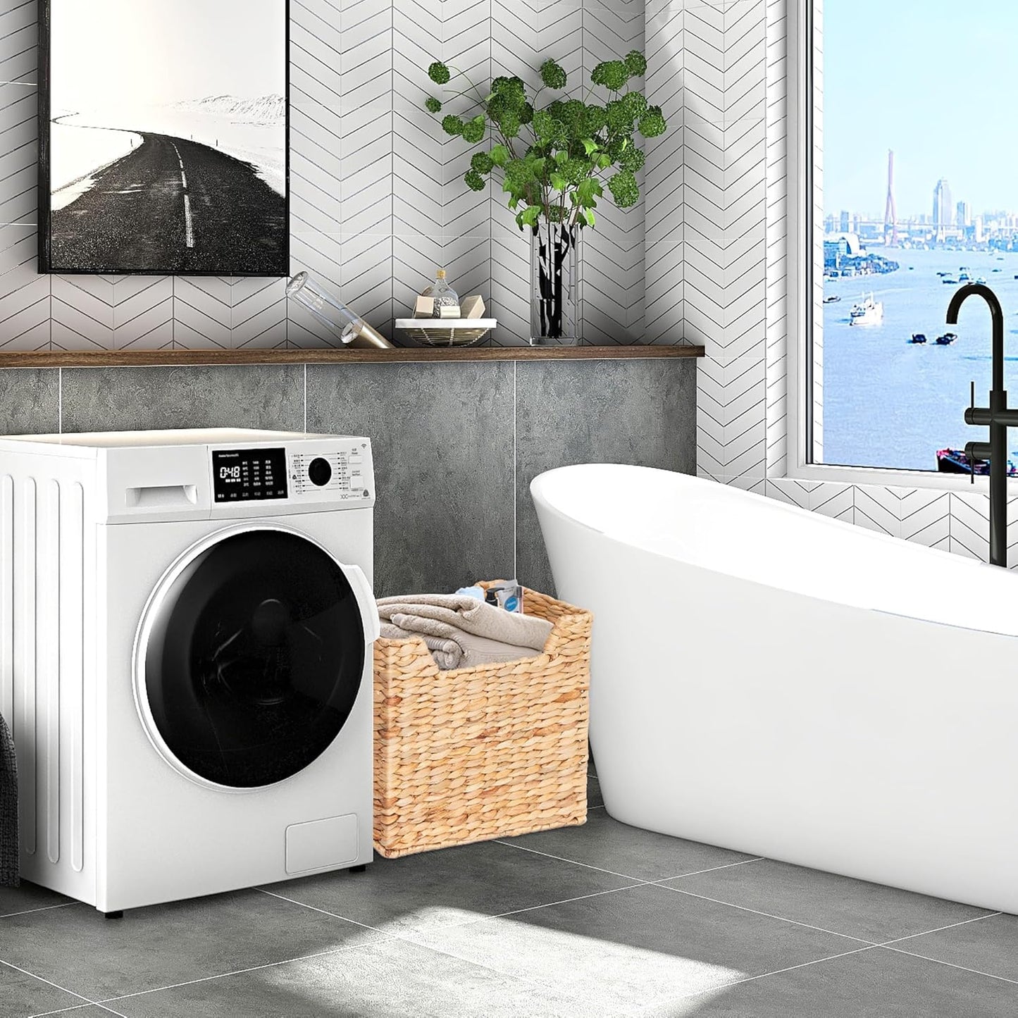 Magazines Holders, Handwoven Magazine Basket for Bathroom, Water Hyacinth Wicker Magazine Rack for Books, Files, Newspapers, Rectangular, 14.2 x 11.4 x 6.7 inch