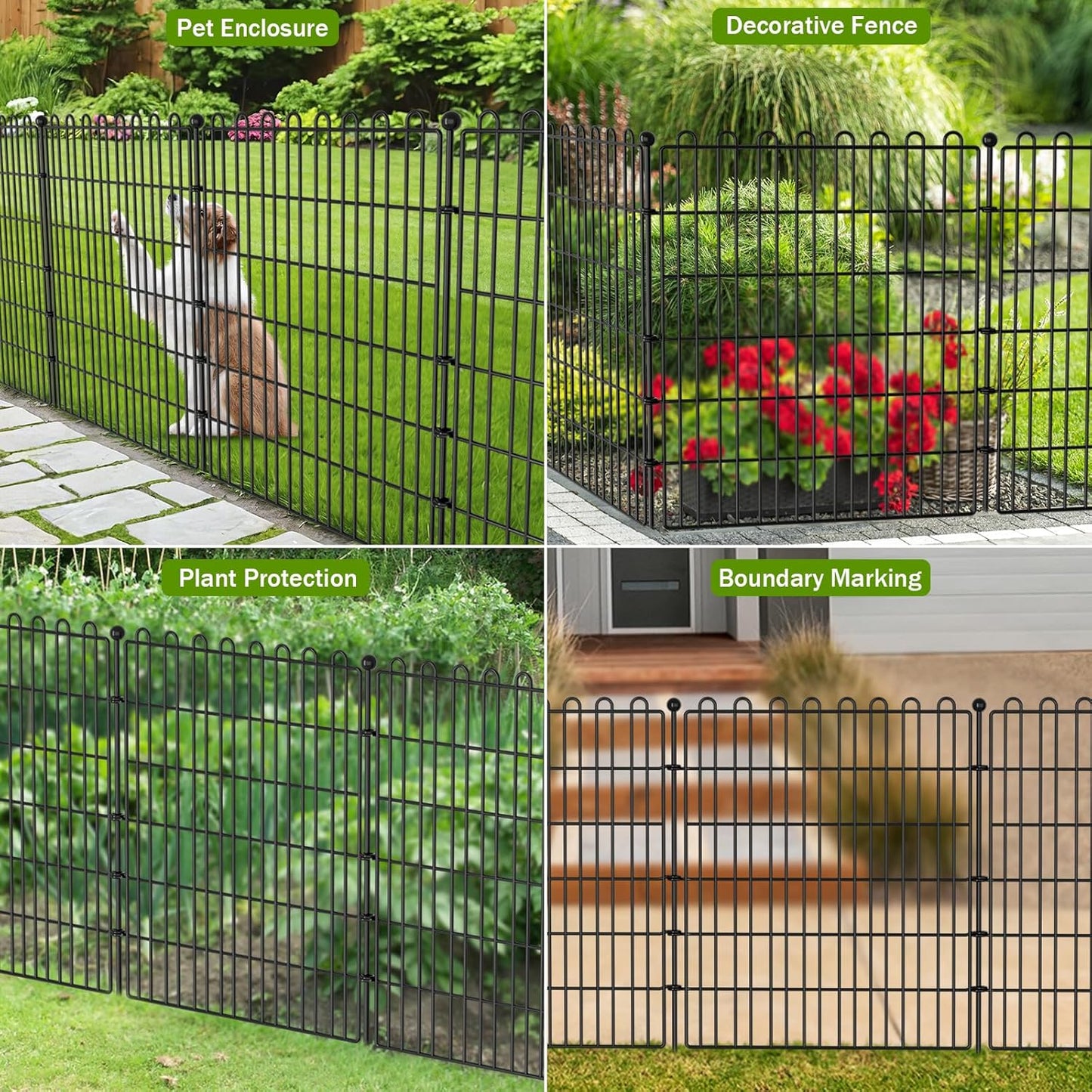 5 Panels No Dig Decorative Garden Fence for Yard, 32 in(H) X 11.8 ft(L) Animal Barrier Fencing for Outdoor Dog, Metal Portable Garden Fences for Borders, Pets, Landscape, Temporary Fence