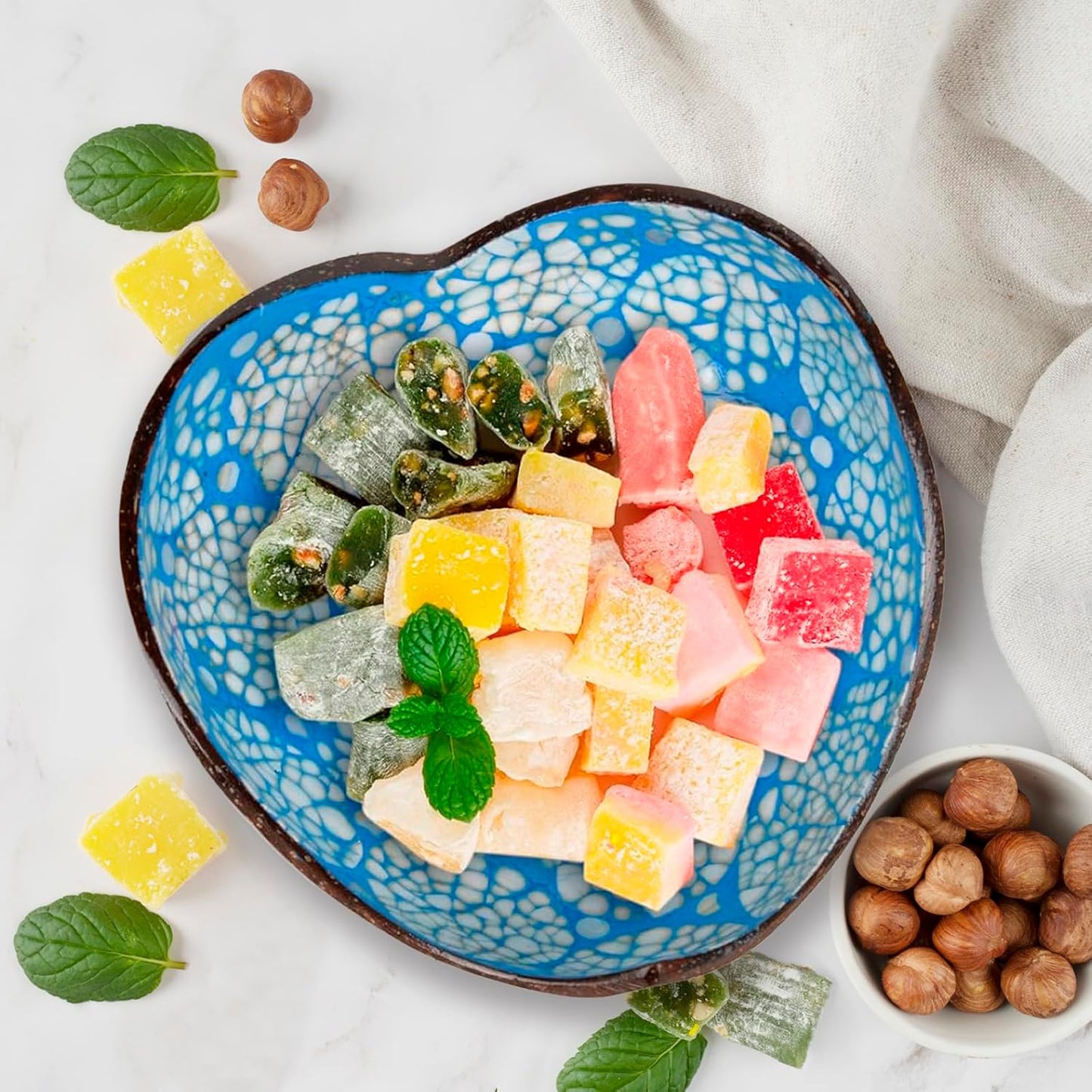 Coconut Bowls Decorative Candy Dish - Heart Acai Bowl, Natural Wooden Candy Dish, Key Bowl Holder for Entryway Table, Yogurt Smoothie Nuts Dessert Container, Rice Fruits Dry Snack Storage Shell Bowls
