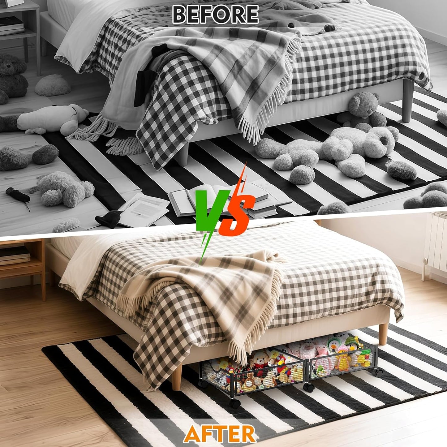 2 Pack Under Bed Storage with Wheels, 36" Lengthen Underbed Storage Containers with Lids, Large Capacity Under Bed Shoe Storage, Metal Clothes Organizer, Storage Box for Clothing Shoes Blankets Sheet