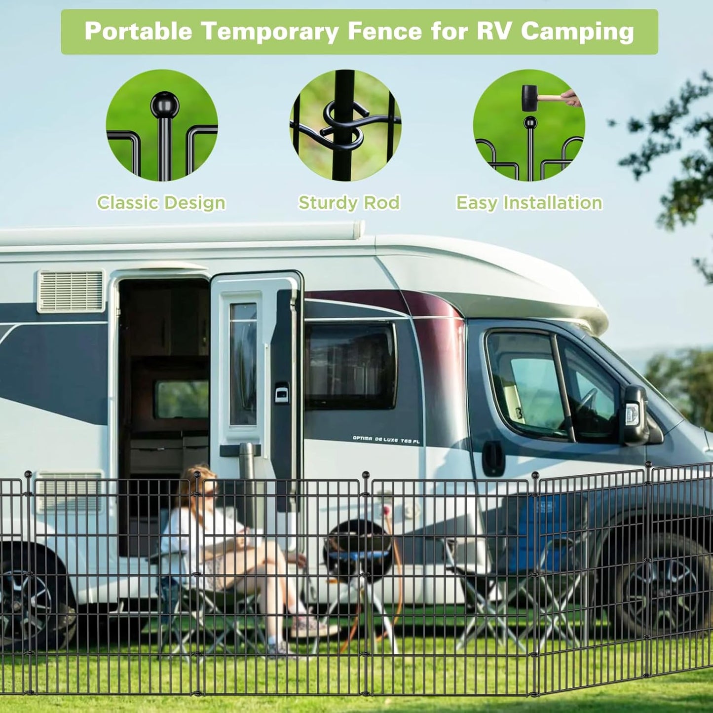 10 Panels No Dig Garden Fence Animal Barrier, 34in(H) × 22.5ft(L) Decorative Metal Outdoor Dog Fence, Rustproof Pet Fencing for Yard, Patio, Flower Bed -Temporary Fencing| Easy to Install