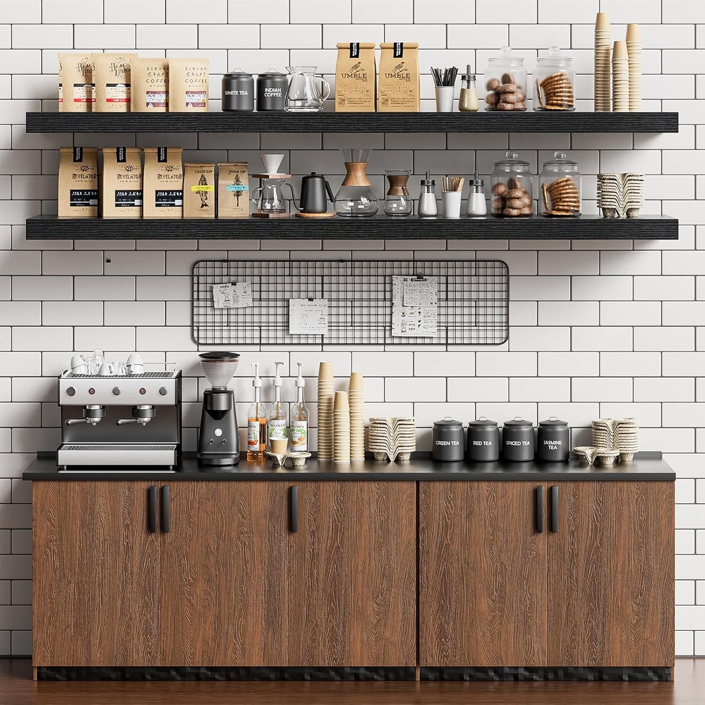 Heimlove 55 Inch Long Floating Shelves for Wall,9.3" Deep Black Floating Shelf Set of 2,Large Display Shelf & Storage Shelf,Wall Mounted Shelves for Bedroom Living Room Kitchen Office