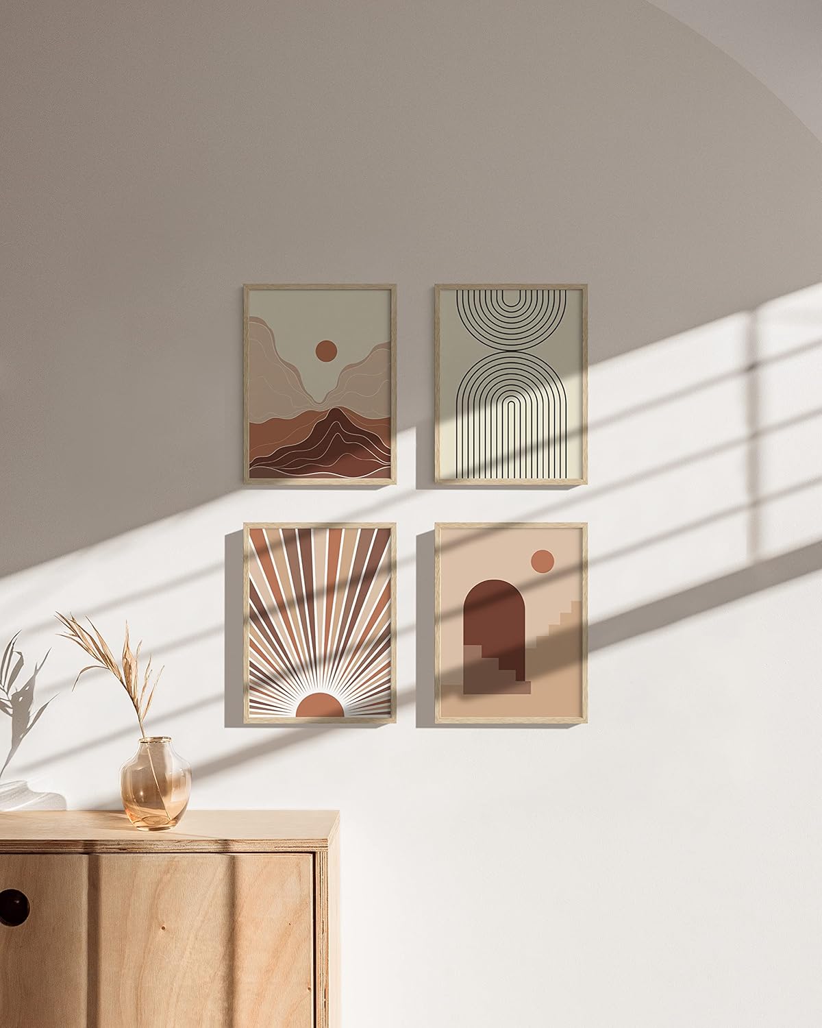 HAUS AND HUES Set of 4 Wooden Frames - 9x12 Picture Frames, Natural Wood, Beige Oak