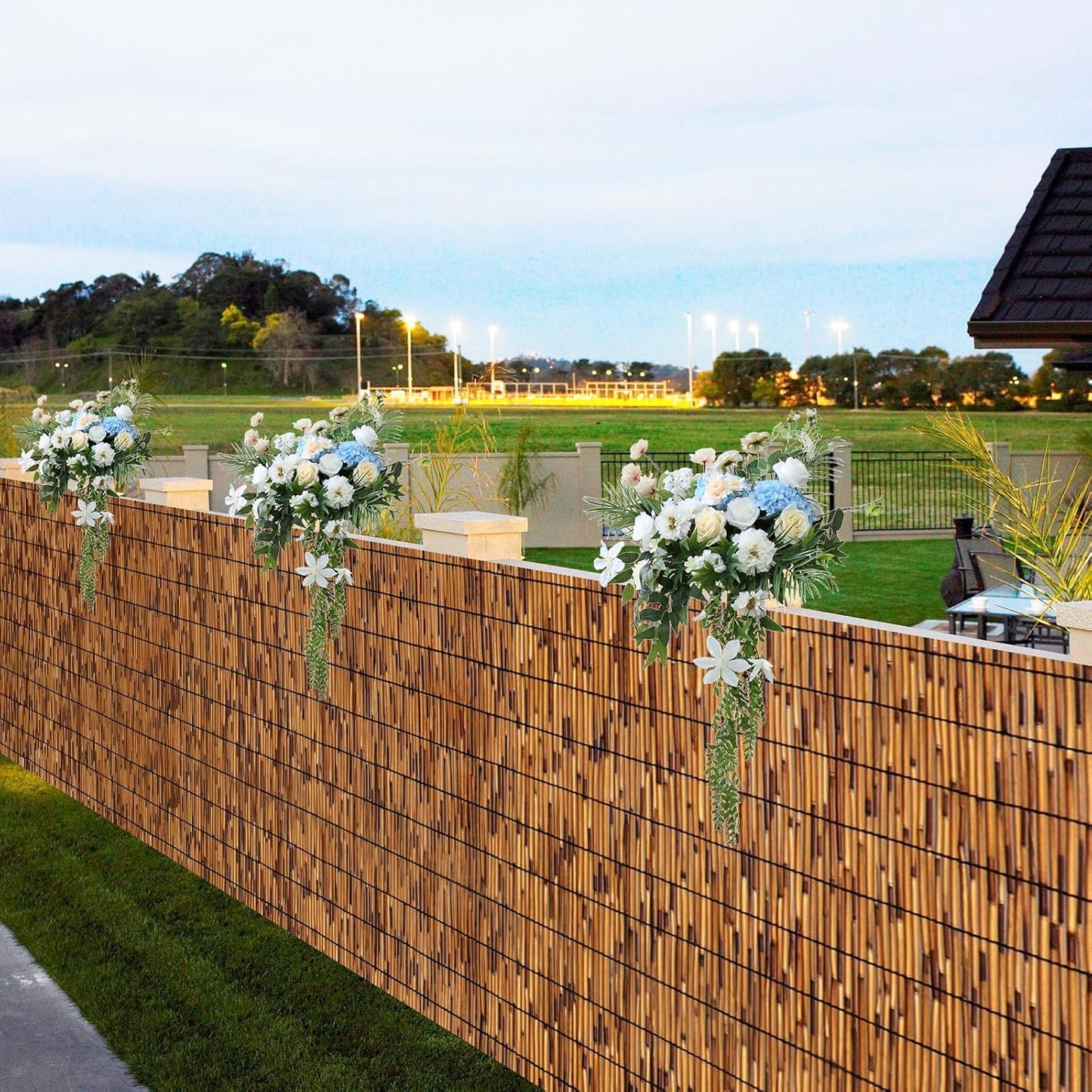 1 Pack Natural Reed Fence,4FT X 16.4FT Bamboo Fencing Privacy Reed Screening for Outdoor, Gallery, Restaurant, Hotel, Patio (Brown)