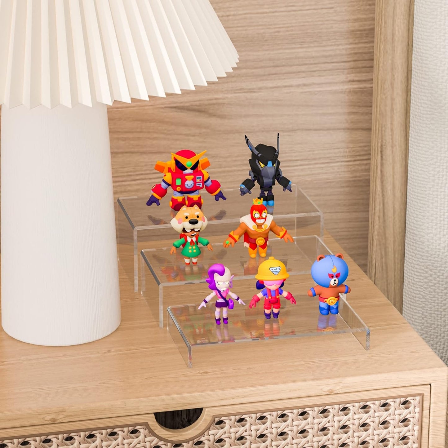 Acrylic Risers Display Stands 3pcs, Rectangular Dessert Table Display Set, Clear Display Shelf for Funko Pop, Collectibles, Retails, Shoes, Plants, Home Decors, Decoration - 7.5''x8''x8.5''