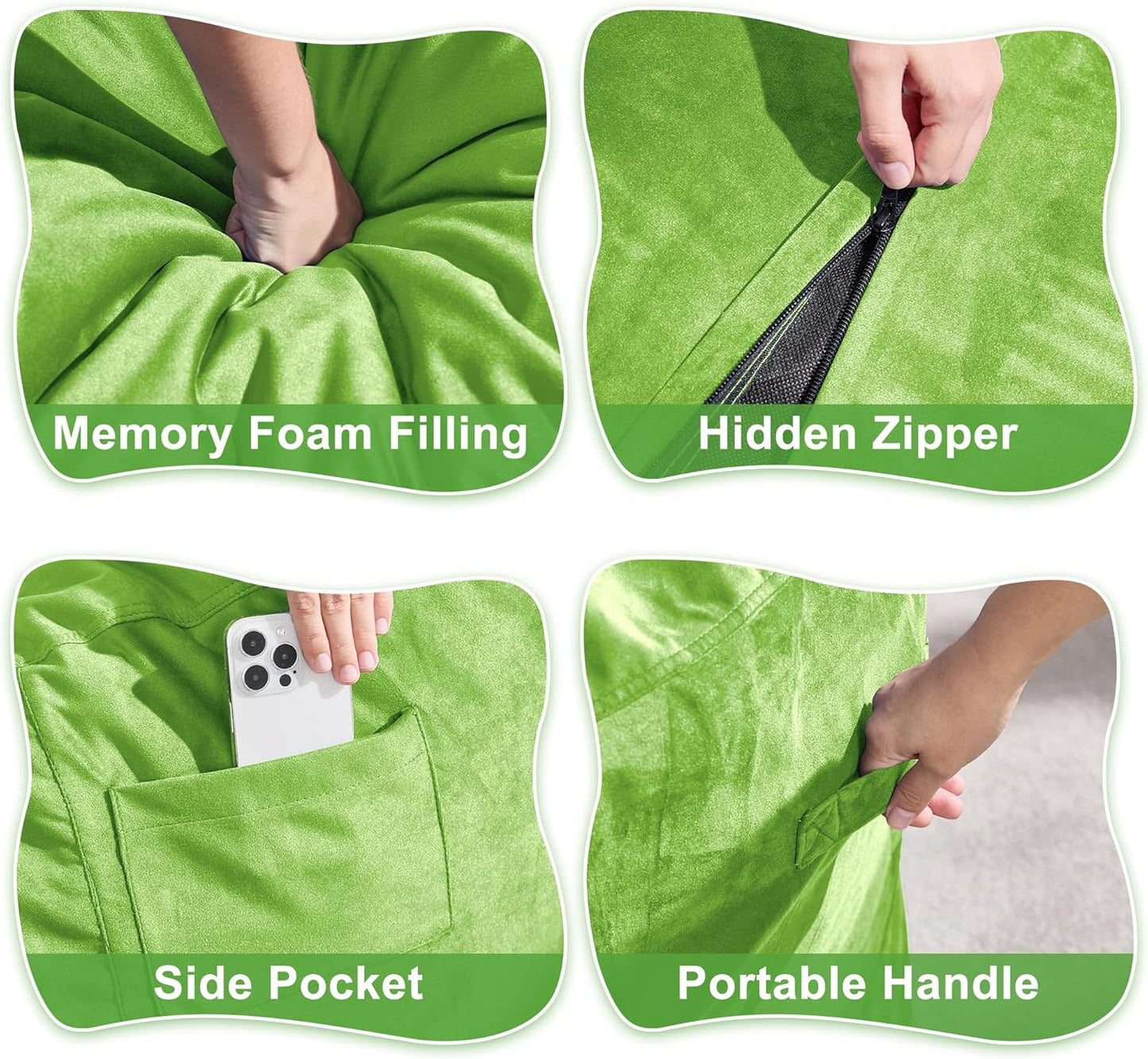 Hobestluk 3FT Bean Bag Chair Giant Bean Bag Chairs for Adults Large Bean Chairs with Removable Cover, Beanbag Chair with Filler, Adult Bean Bag Chairs for Living Room, Bedroom