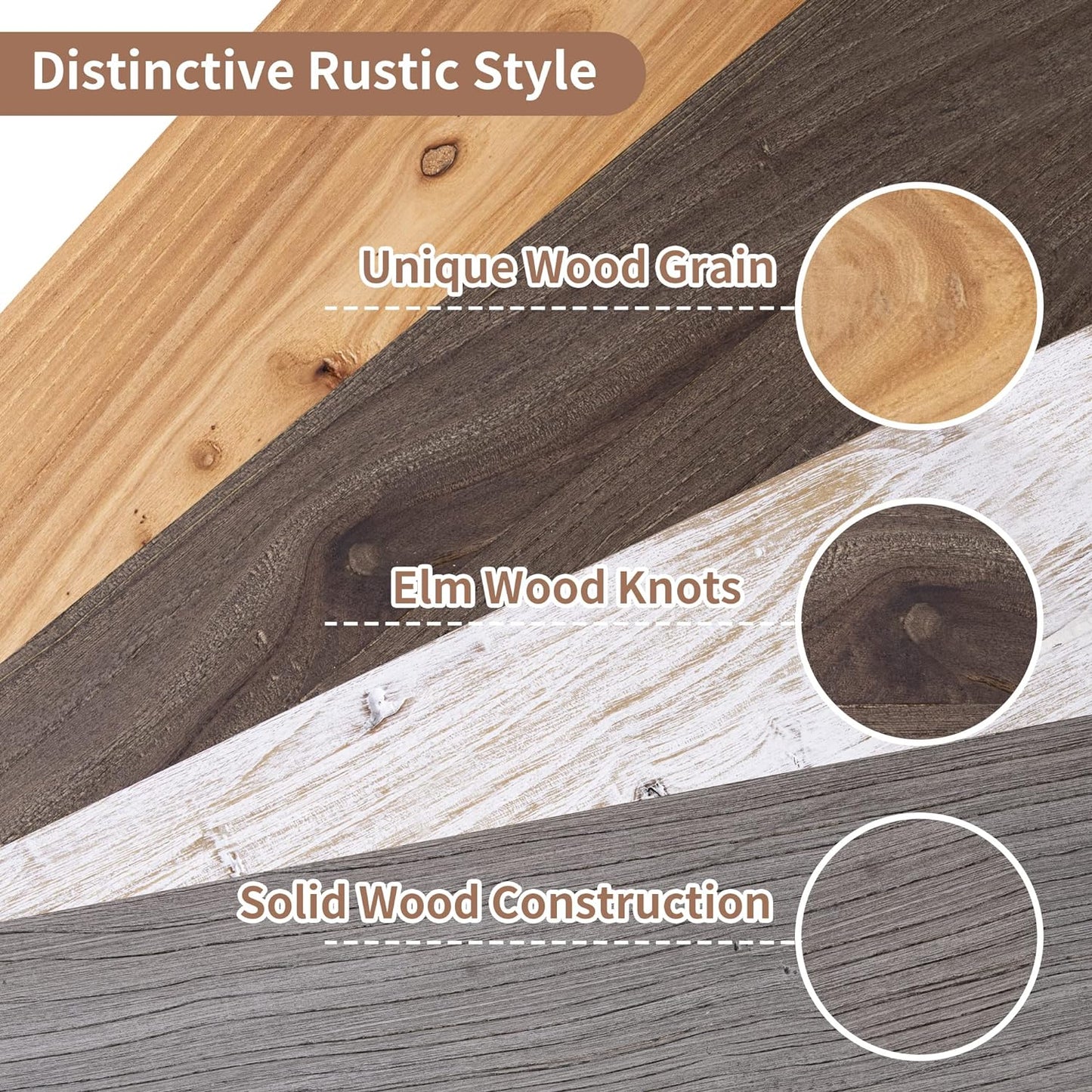 Rustic Elm Wood Floating Shelves - 72'' W x 8" D Wall Mounted Mantel Shelf with Invisible Bracket, Large Long Storage Shelves for Living Room, Bedroom, Kitchen, Bathroom, White Wash