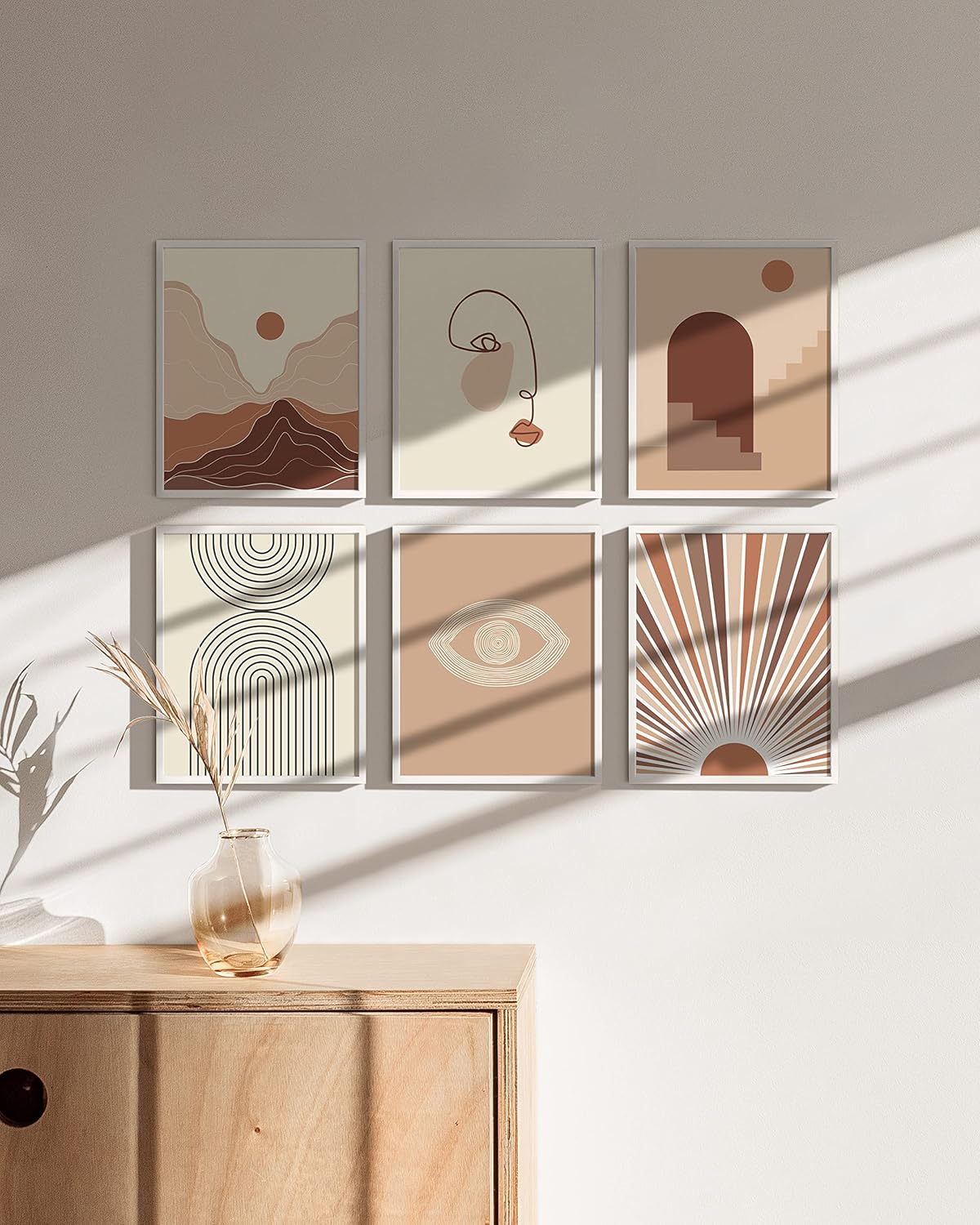 HAUS AND HUES Picture Frames Set of 6, 8x10 inches (White Aluminum, Powder Coated, Modern Style, Lightweight, Acrylic Cover, Wall Mount)