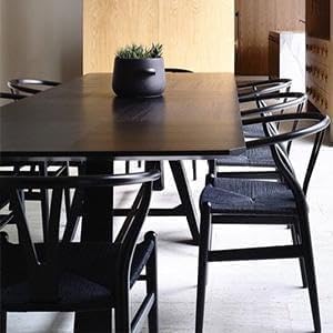 Tomile Solid Wood Wishbone Chair Y Chair Mid-Century Armrest Dining Chair, Hemp Seat (Ash Wood Black., Pack of 1)