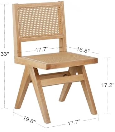 Rattan Dining Room Chairs Set of 2, Mid-Century Modern Kitchen Chairs for Dining