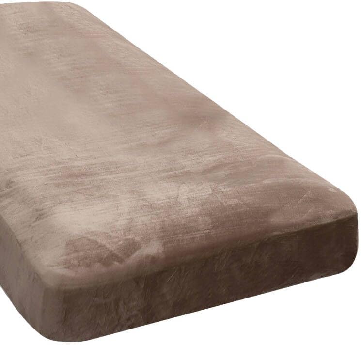 H.VERSAILTEX Velvet Stretch Individual Chaise Cover Sectional Couch Covers for L Shaped Sofa Both Left/Right Furniture Protector Seat Cushion Sofa Cover (1 Piece Chaise Cover, Taupe)