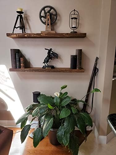 joelsantiques Floating Shelf, Wood Wall Shelf, Natural Wooden Home Decor for Bathroom Kitchen Bedroom, Hanging Mounted Invisible Bracket (Medium Brown, 7" Deep x 60" Wide)