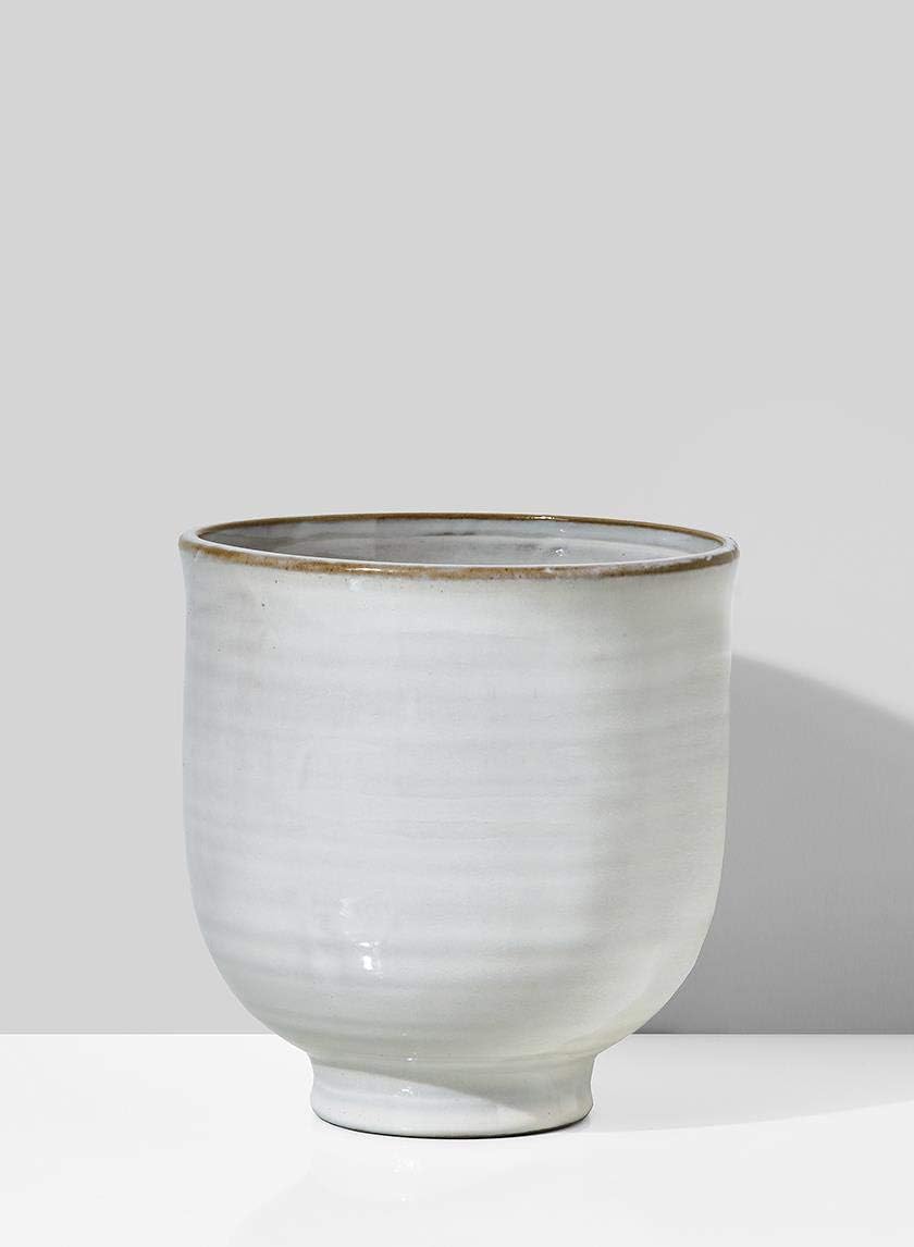 Serene Spaces Living Medium Glazed Ceramic Pedestal Bowl- Centerpiece for Vintage Weddings, Events, Measures 6" Tall and 5.75" Diameter