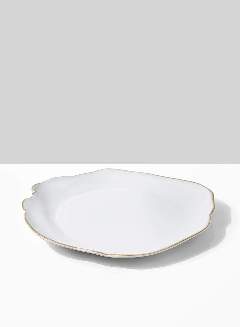 Serene Spaces Living Set of 2 Medium Free-Form Edge Glazed Ceramic Plate- Dinnerware for Vintage Weddings, Events, Measures 9" Long, 8" Wide and 1" Tall