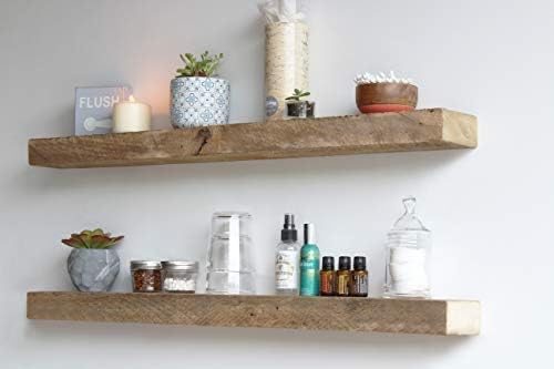 Urban Legacy Reclaimed Barnwood Planks | Floating Shelves for Wall w/Flush Mount Shelf Bracket Set Included | Set of 2 (Natural, 36"x 4.5"x 2")