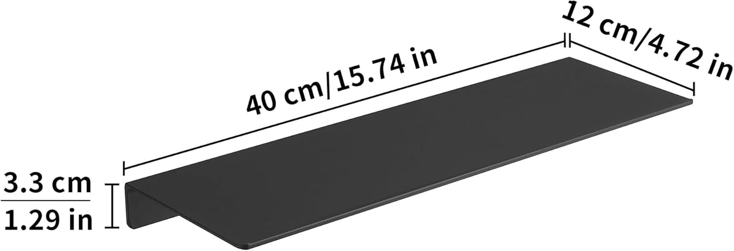 JOOM Metal Wall Shelf, Black Floating Shelf, Small Bathroom Shelf, 16" Display Shelves for Wall Storage (Black, 16 in)