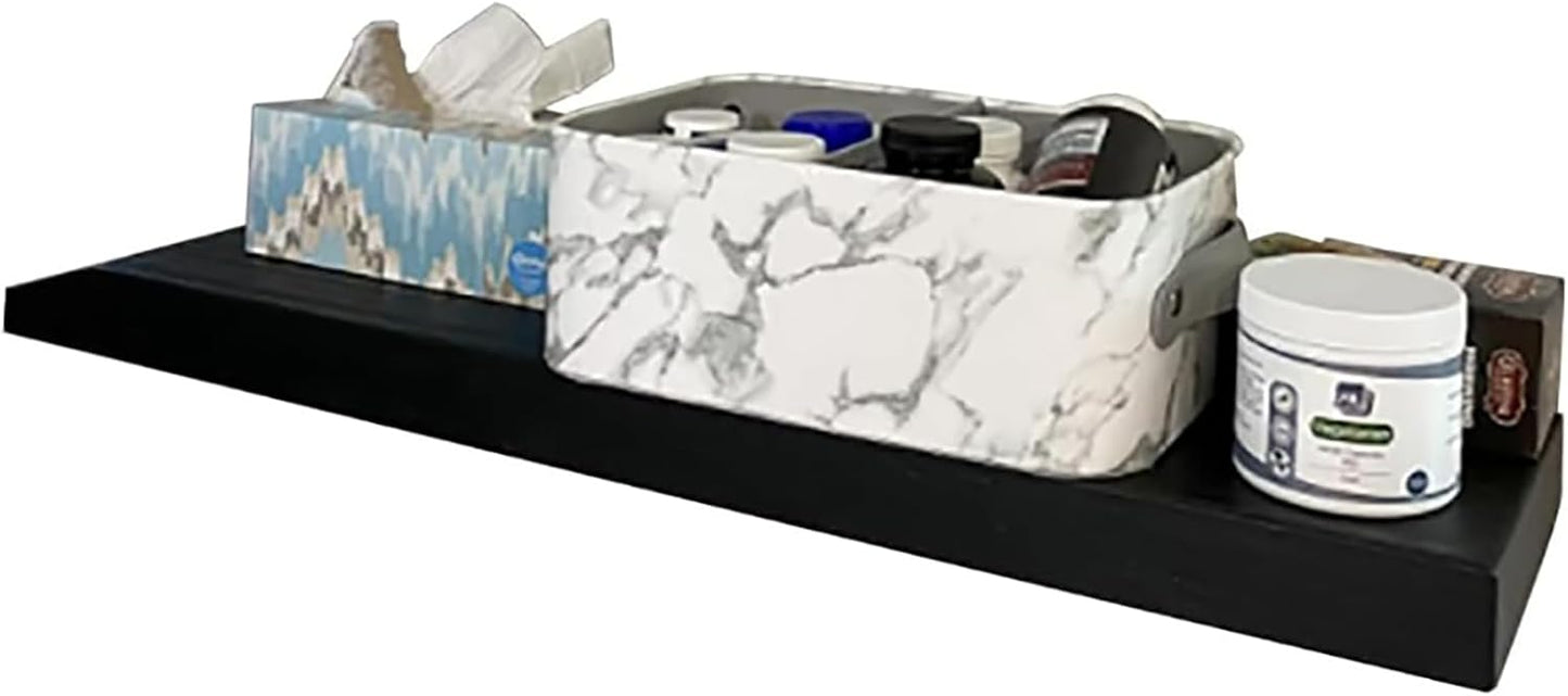 Joel's Antiques - 30 Inch Wooden Floating Shelves for Wall - 30x8x2 in - Made of Natural Wood - Heavy Duty Rustic Wall Shelves for Bedroom - Perfect for Living Room, Kitchen - Black