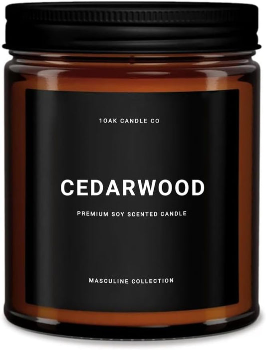 1OAK Scented Candles for Men - Cedarwood Candle - Woodsy Candles - Masculine Decor - Long Burning Candles Premium - Soy Wax (7oz.)