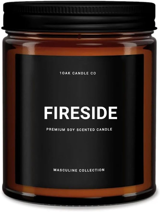 1OAK Scented Candles for Men - Fireside Candle - Campfire Candle Scent - Woodfire Candles (7oz.)