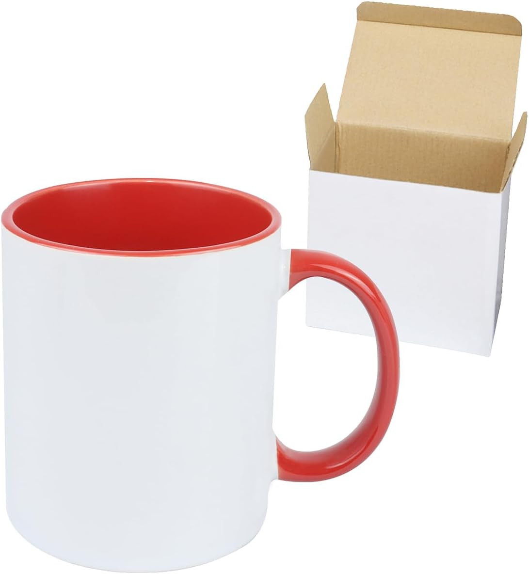 11oz White Ceramic Sublimation Coffee Mug in White Gift Box (6 Mixed Colors, 12)