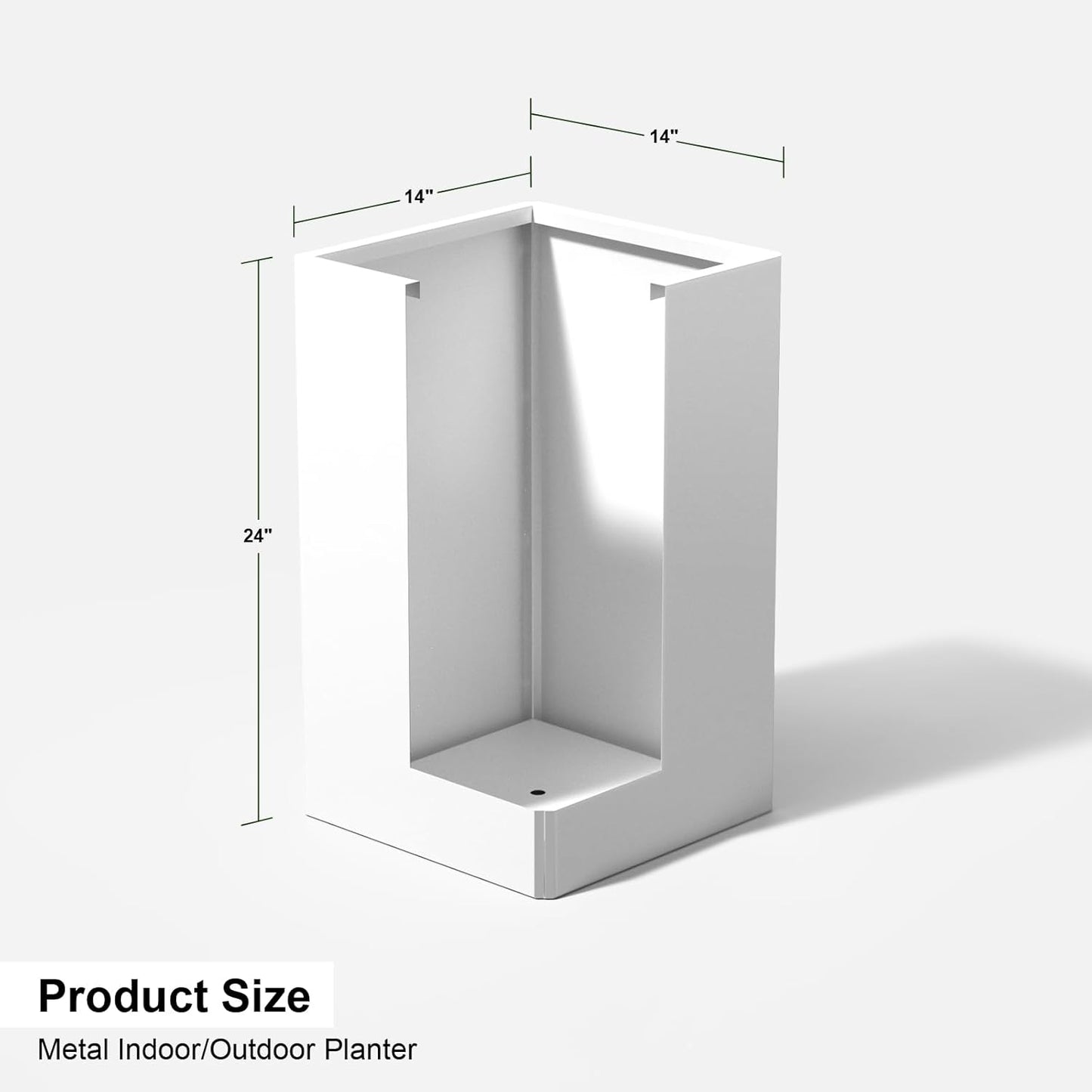 24 Inch Galvanized Steel Planter for Outdoor Plants, White Rectangle Outdoor Planters, Heavy Duty Flower Pot Modern Commercial Residential for Trees Patio Deck Yard Garden