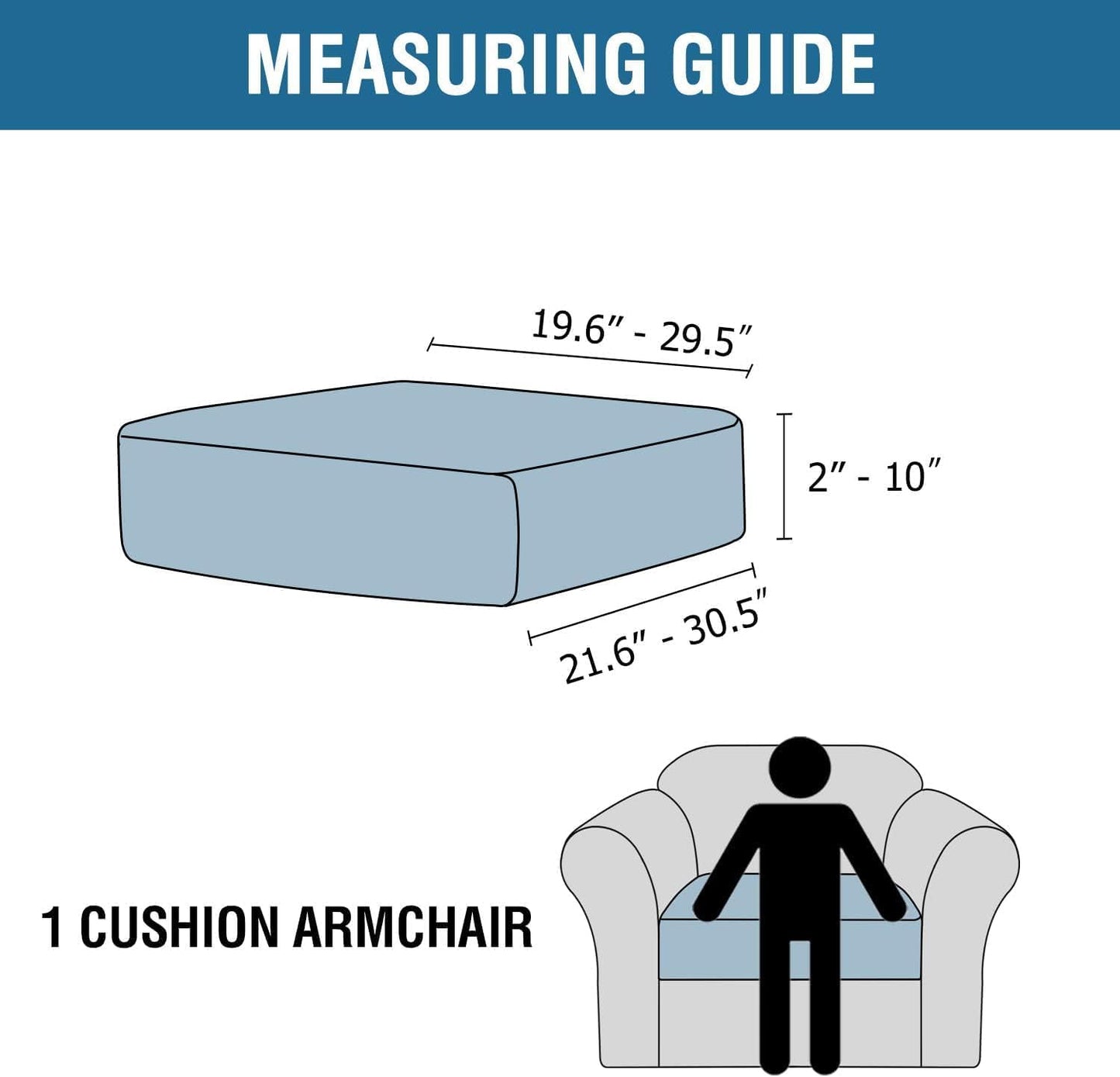 H.VERSAILTEX Velvet Stretch Couch Cushion Cover Plush Cushion Slipcover for Chair Cushion Furniture Protector Seat Cushion Sofa Cover (1 Piece Armchair Cushion Covers, Porcelain)