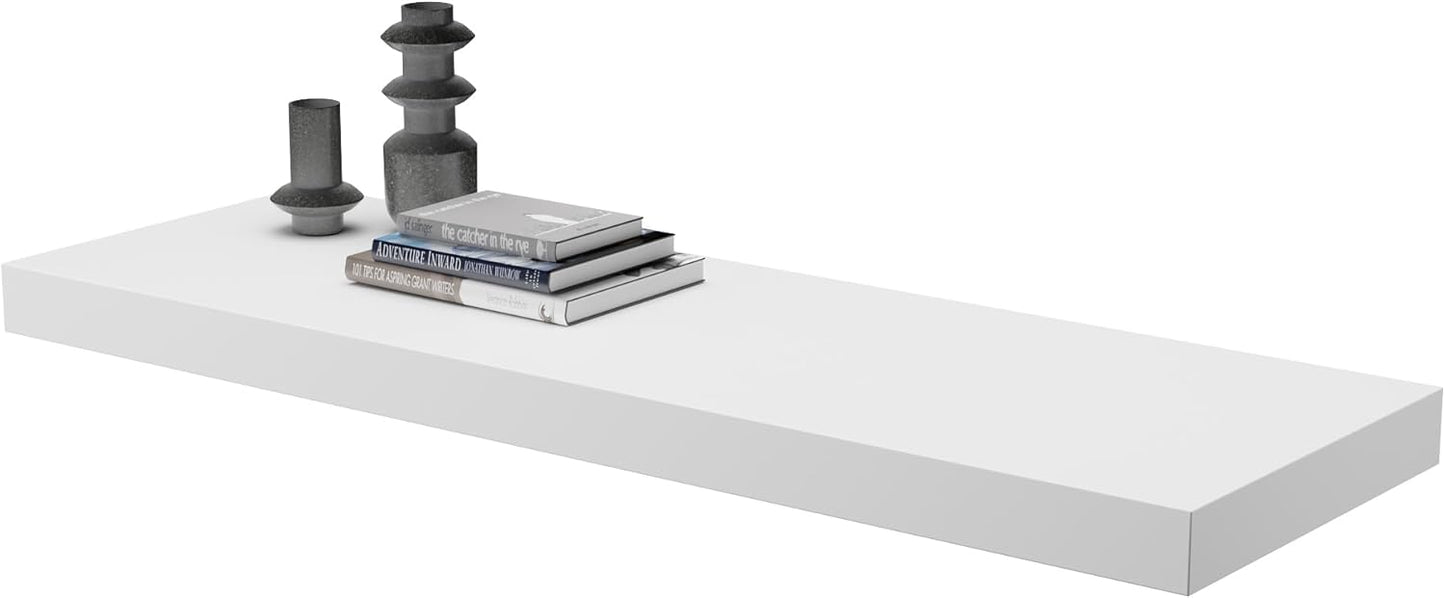 Large Floating Shelves for Wall Set of 1 Wooden Wall Shelves 30 in x 12.75 in x 2 in Room Decor Long Shelf with Invisible Wall Mount Bracket for Bedroom Kitchen Living Room White