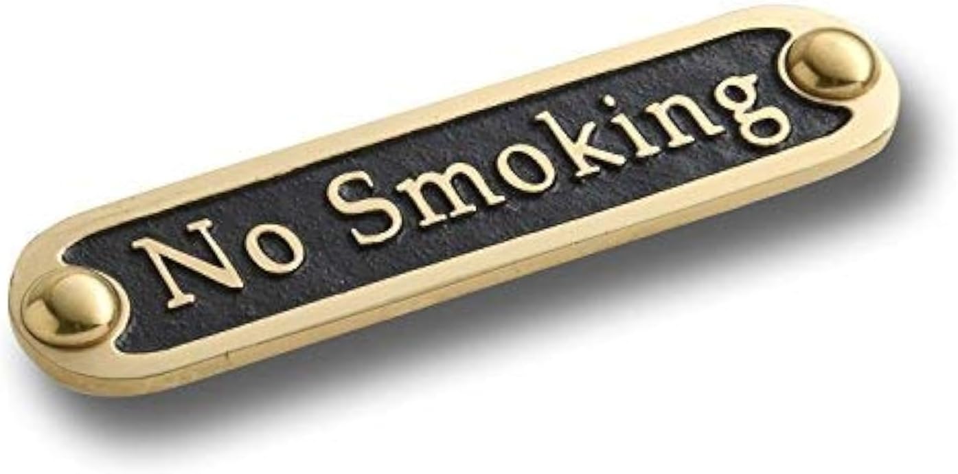 No Smoking Brass Door Sign. Traditional Style Home Décor Wall Plaque Handmade By The Metal Foundry UK.