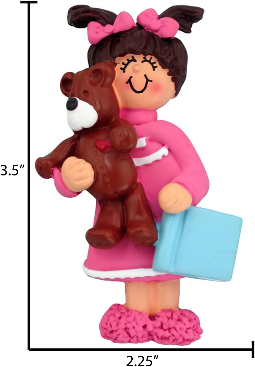 Personalized Child Christmas Tree Ornament - Toddler Pajamas Sleep Time Story Book Reader PJs Lover Kid - Free Customization