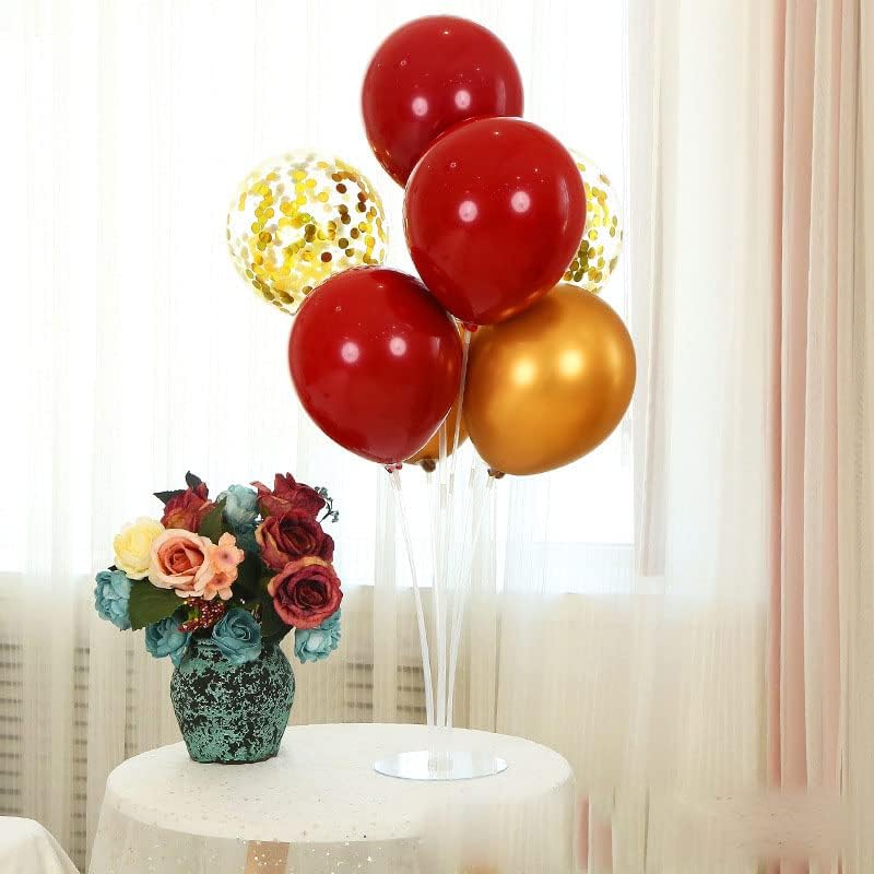 Red and Gold Balloon Stand Centerpiece Table Decorations for 49ers Party Birthday Graduation Wedding Mother's Day Anniversary Christmas New Year's Eve Party Decorations(Red gold set4)