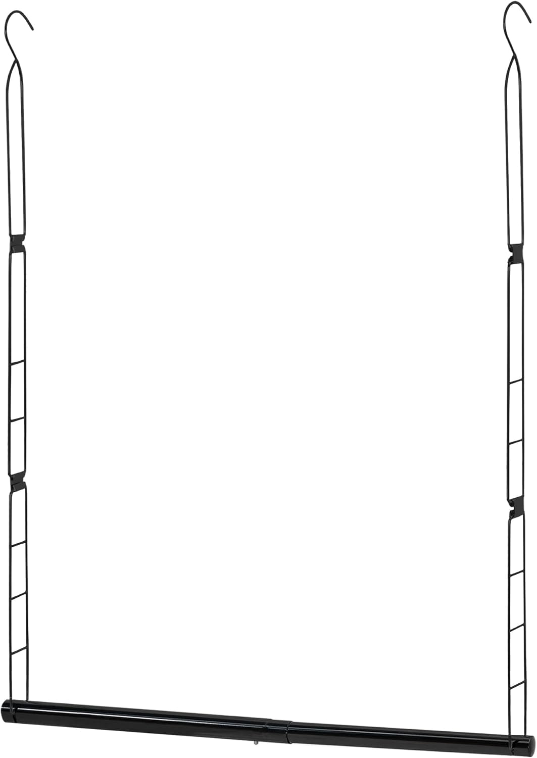 STORAGE MANIAC Hanging Closet Rod, Adjustable Width and Height Closet Hanging Organizer, Space-Saving Clothes Hanging Bar, Closet Extender Hanging Rod Double Closet Hanging Rod, 1 Pack Black