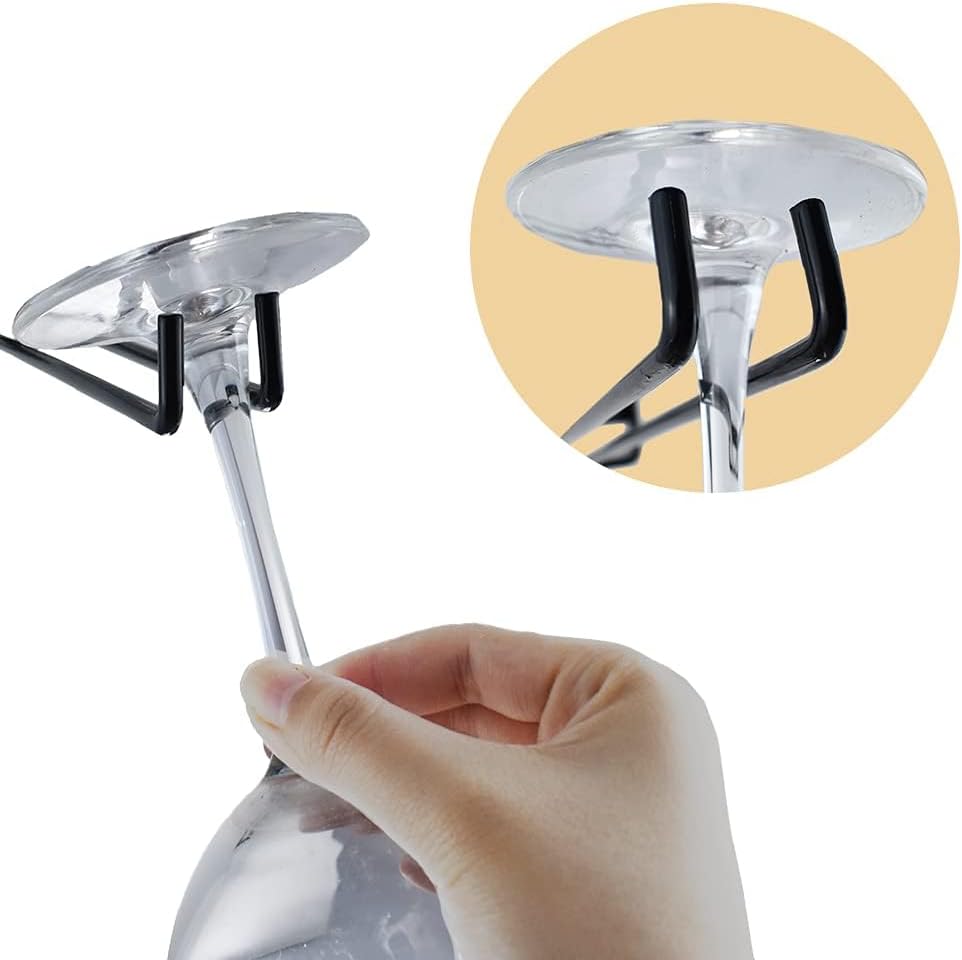 2 Packs 12 Inch Wine Glass Rack Wall Mounted Wine Glass Holder Under Cabinet, Hanging Stemware Racks, Wall Wine Cup Holder Hangers Under Shelf, Wire Wine Glass Racks for Bar, Kitchen