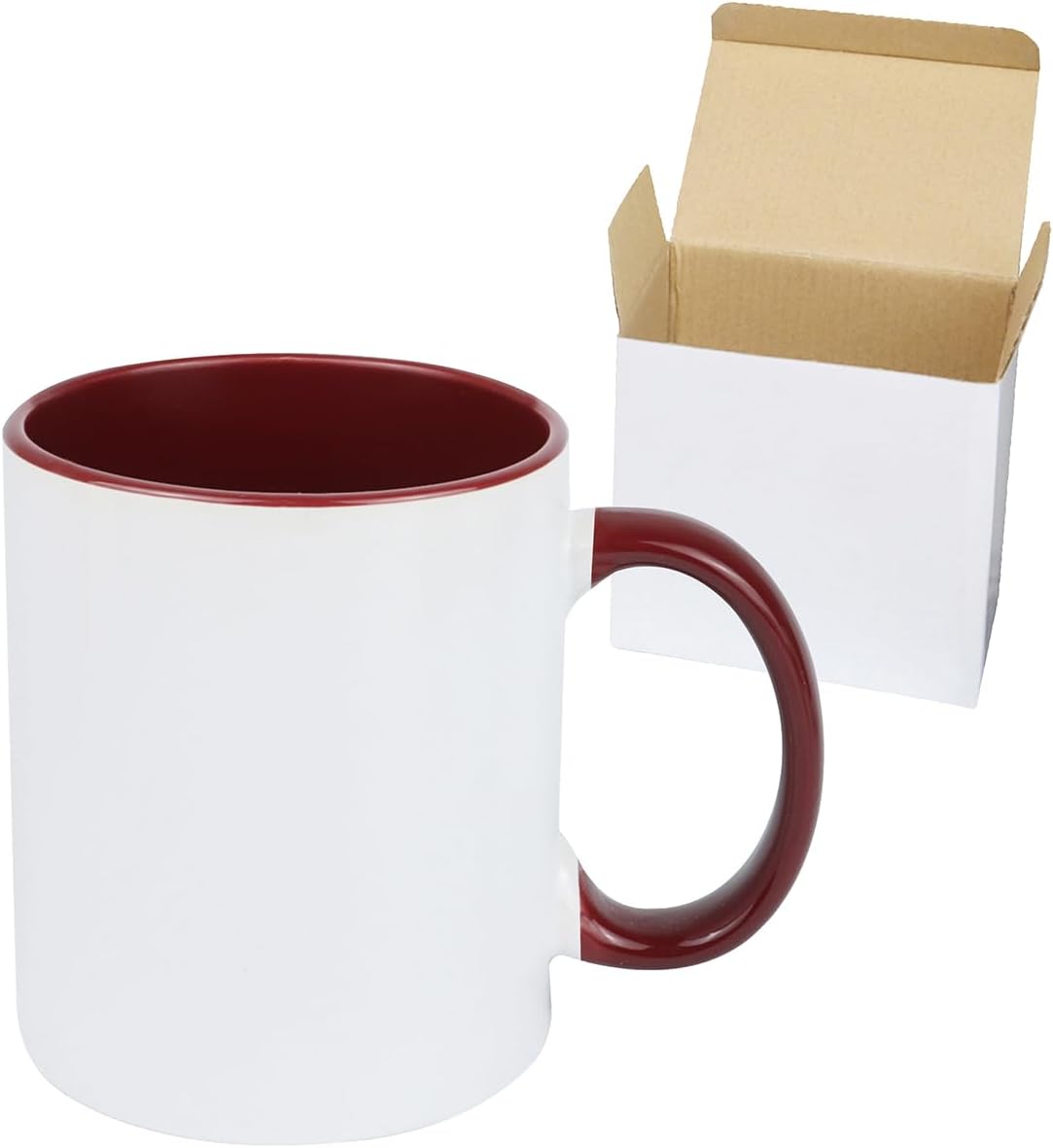 11oz White Ceramic Sublimation Coffee Mug in White Gift Box, 6 New Mixed Colors, Case of 6