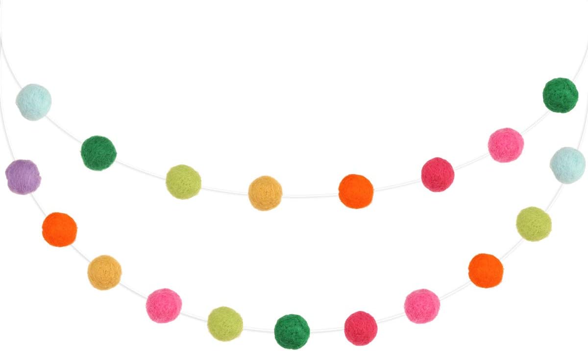 36PC 9.8 Feet Felt Wool Balls Garland 4/5 Inch Hanging String Kit for Christmas Tree Garland Holiday Decoration Birthday Wedding Baby Shower Party Wall Decorations