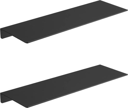 JOOM Black Floating Shelves for Wall Storage, Metal Wall Shelves for Living Room, Bathroom, Kitchen, 16” Display Shelves for Collectibles(2 PCS)