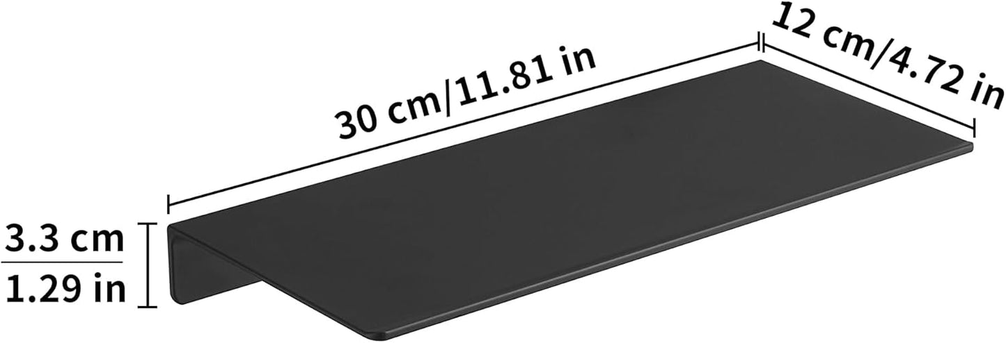 JOOM Metal Floating Shelf, 12" Black Shelf, Small Display Shelf for Wall Storage