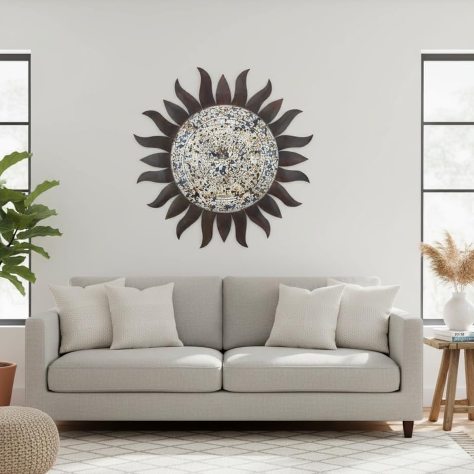 Regal Art & Gift Dazzle Large Metal Sun Wall Decor - 36 Inch | Indoor Outdoor Rust-Resistant Sunburst Sculpture | Eye-Catching Metal Sun Wall Art Accent for Patio, Garden, Living Room