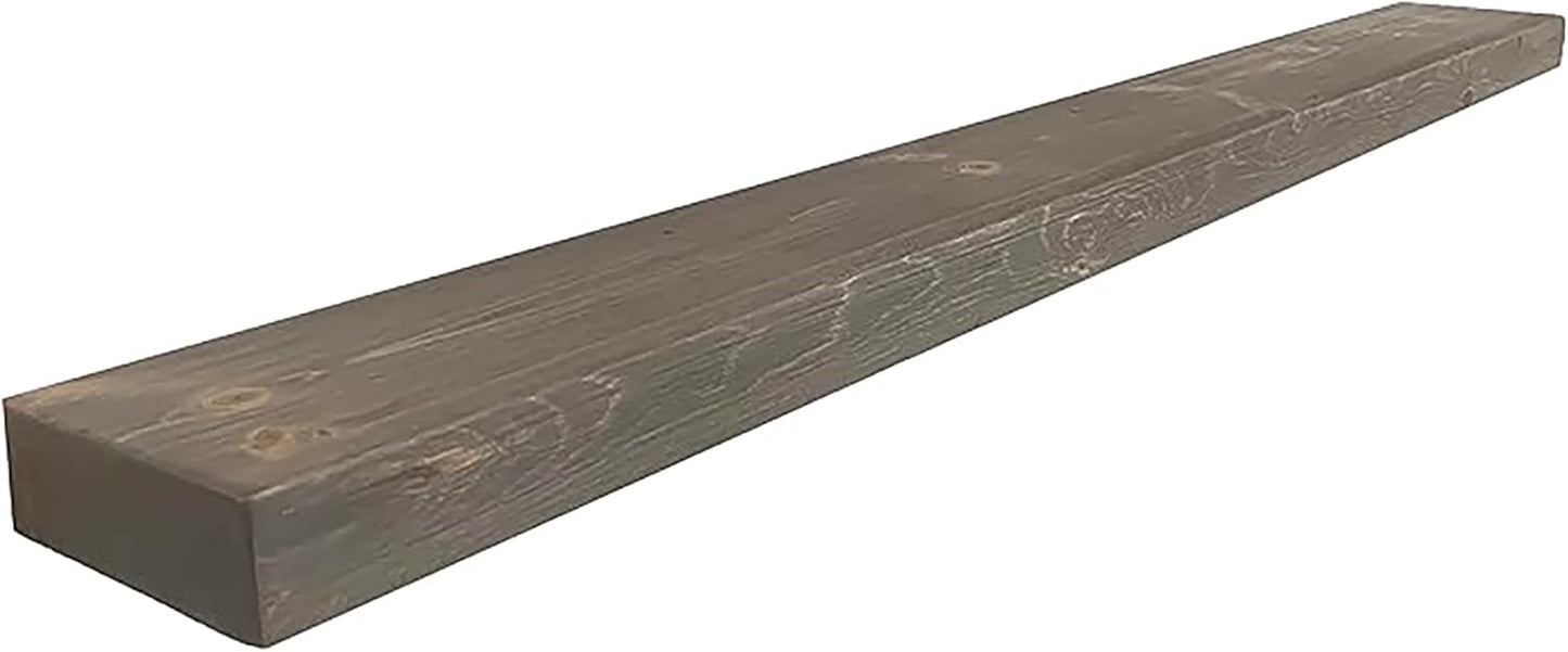 joelsantiques 60 Inch Wooden Floating Shelves for Wall - 60x6x2 in - Made of Natural Wood - Long Heavy Duty Rustic Wall Shelves for Bedroom - Perfect for Living Room, Kitchen - Grey, Gray