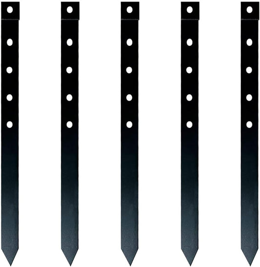 24Pcs Metal Garden Landscape Edging Stakes Black,10in anchoring Stakes Landscape Anchoring Spikes for Terrace Board, Grass Barrier, Landscape Edging Coil, Garden Liner, Bender Board