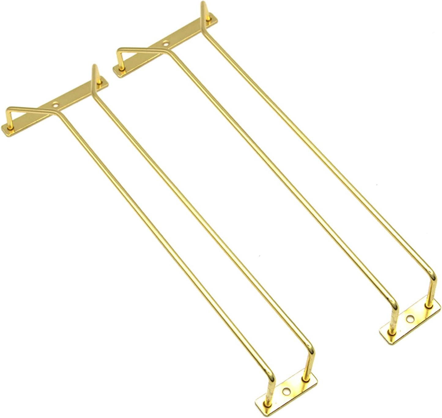 14-Inch Gold Wine Glass Rack, Under Cabinet Wine Glass Holder Stainless Steel Stemware Rack - Hanging Stemware Holder for Cabinet Kitchen Bar, Set of 2